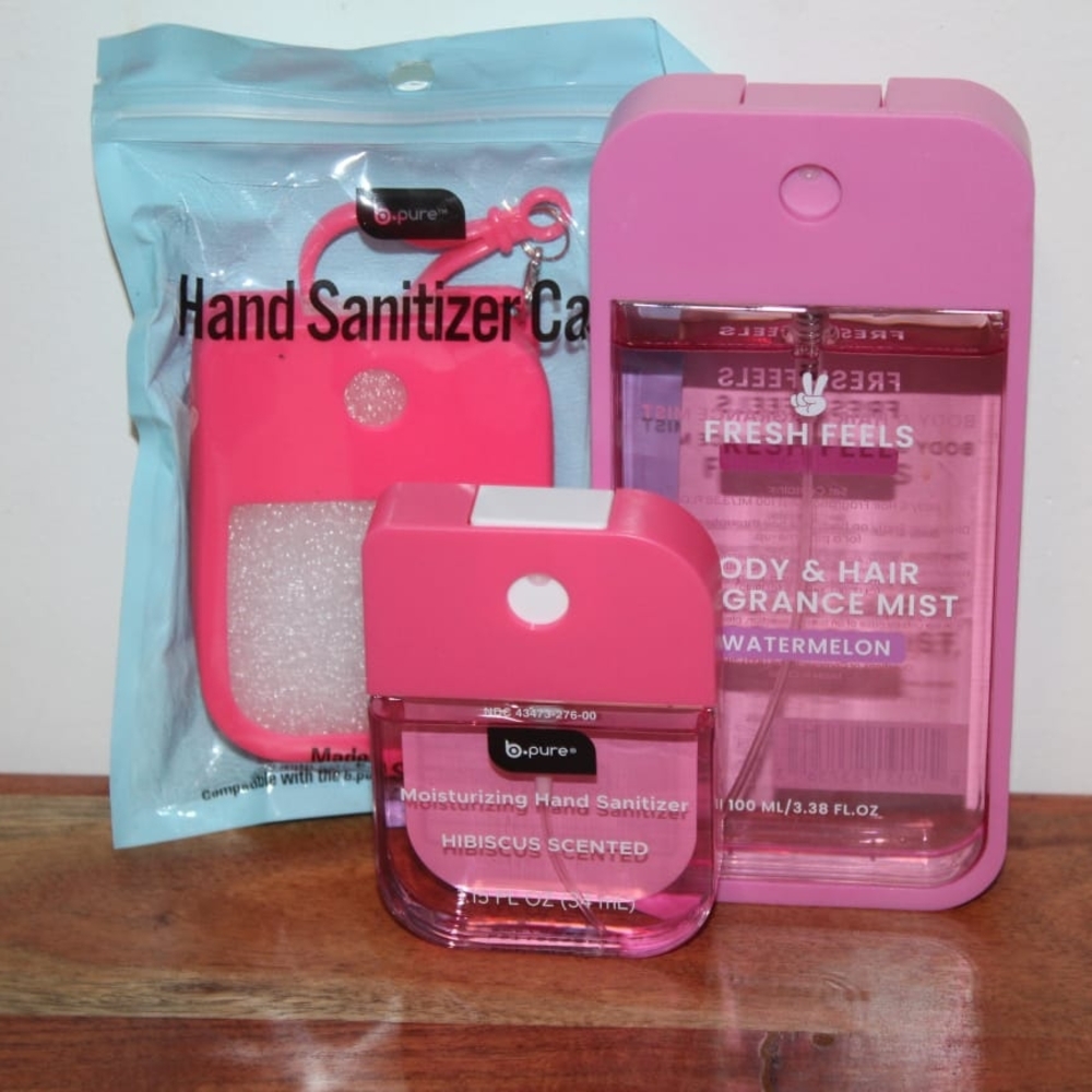 Pink b.pure Hand Sanitizer and Fragrance Mist Set
